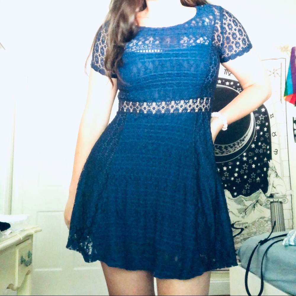 Navy Blue Lace Dress